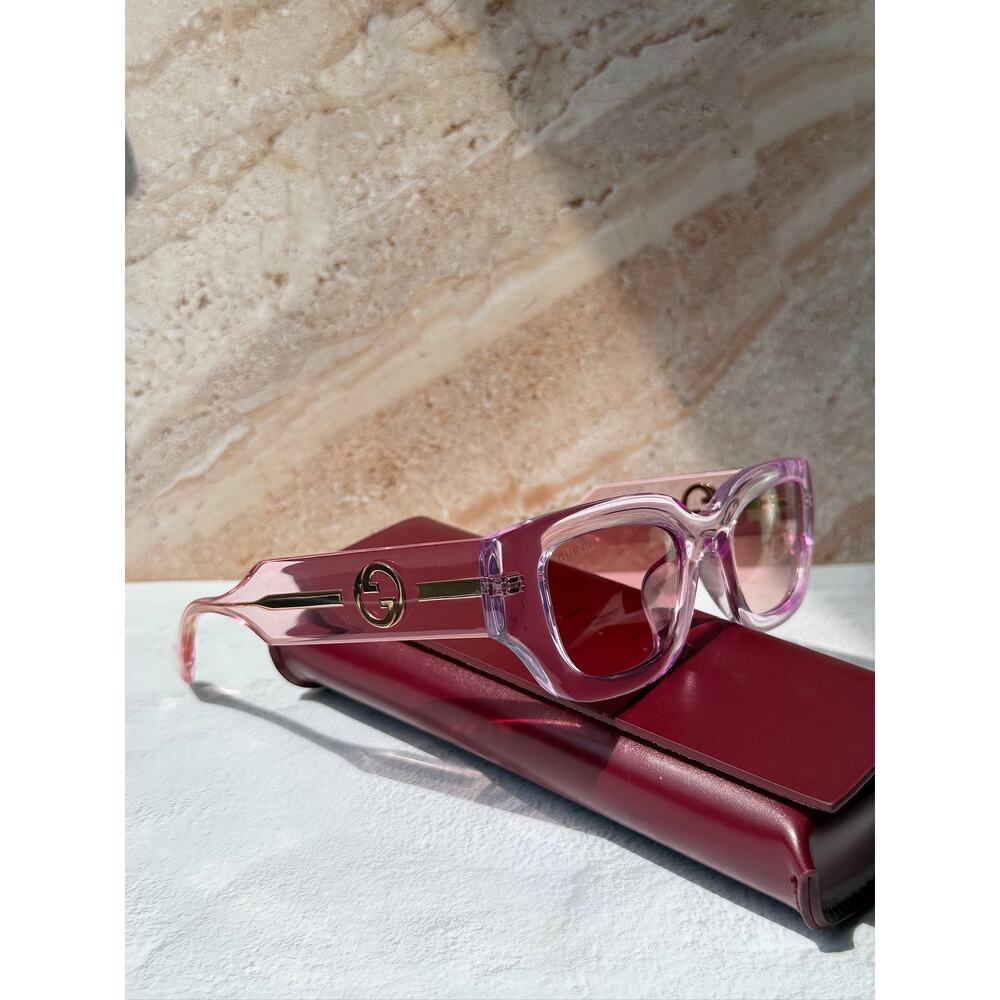 NEW Gucci GG1558SK Transparent Pink Sunglasses - Picture 3 of 12